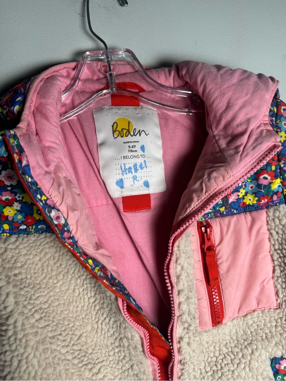 Mini Boden Colourblock Borg Jacket size 5-6Y - Picture 4 of 5